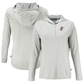 Cincinnati Reds Cutter & Buck Women's Cooperstown Collection Coastline Epic Comfort Eco Recycled Hoodie Raglan Long Sleeve T-Shirt Outlet
