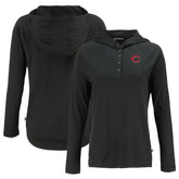 Cincinnati Reds Cutter & Buck Women's Coastline Epic Comfort Eco Recycled Hoodie Raglan Long Sleeve T-Shirt Sale