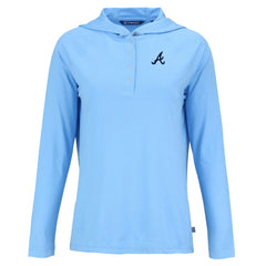 Atlanta Braves Cutter & Buck Women's Coastline Epic Comfort Eco Recycled Hoodie Raglan Long Sleeve T-Shirt Online