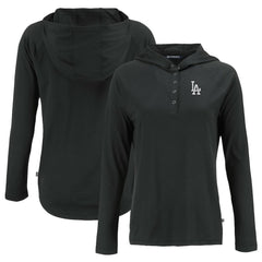 Los Angeles Dodgers Cutter & Buck Women's Coastline Epic Comfort Eco Recycled Hoodie Raglan Long Sleeve T-Shirt Outlet