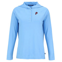 Philadelphia Phillies Cutter & Buck Women's Cooperstown Collection Coastline Epic Comfort Eco Recycled Hoodie Raglan Long Sleeve T-Shirt Outlet