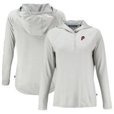 Philadelphia Phillies Cutter & Buck Women's Cooperstown Collection Coastline Epic Comfort Eco Recycled Hoodie Raglan Long Sleeve T-Shirt Online