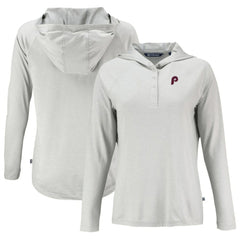 Philadelphia Phillies Cutter & Buck Women's Cooperstown Collection Coastline Epic Comfort Eco Recycled Hoodie Raglan Long Sleeve T-Shirt Online