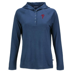 Philadelphia Phillies Cutter & Buck Women's Coastline Epic Comfort Eco Recycled Hoodie Raglan Long Sleeve T-Shirt Discount