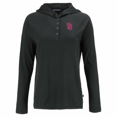 San Diego Padres Cutter & Buck Women's City Connect Coastline Epic Comfort Eco Recycled Hoodie Raglan Long Sleeve T-Shirt Discount