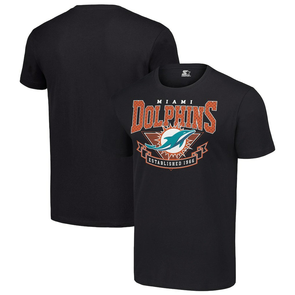 Miami Dolphins Starter 80s Inspired Team Logo T-Shirt - Black - NFL
