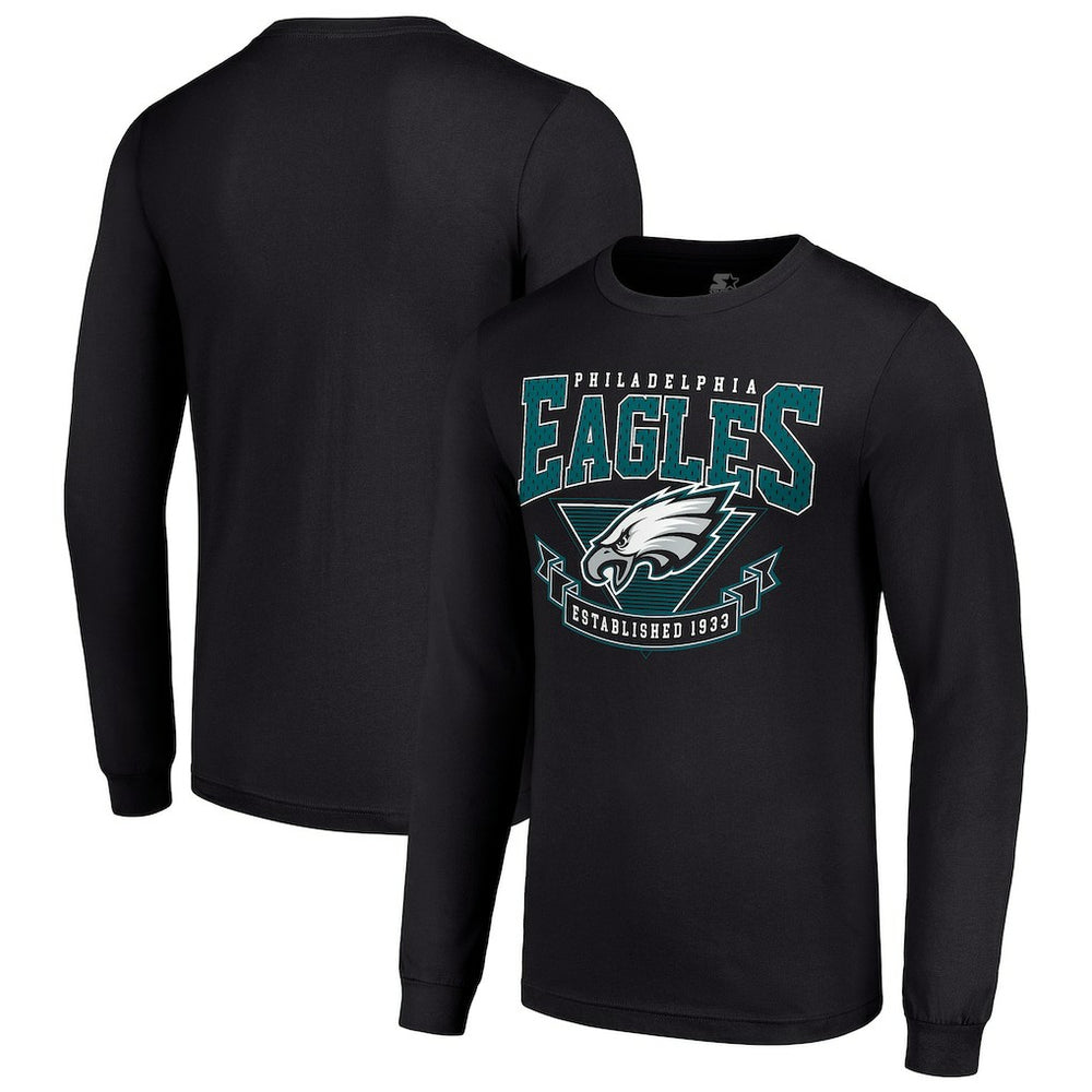 Philadelphia Eagles Starter '80s Inspired Team Logo Long Sleeve T-Shirt - Black - NFL