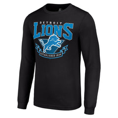 Detroit Lions Starter '80s Inspired Team Logo Long Sleeve T-Shirt - Black - NFL