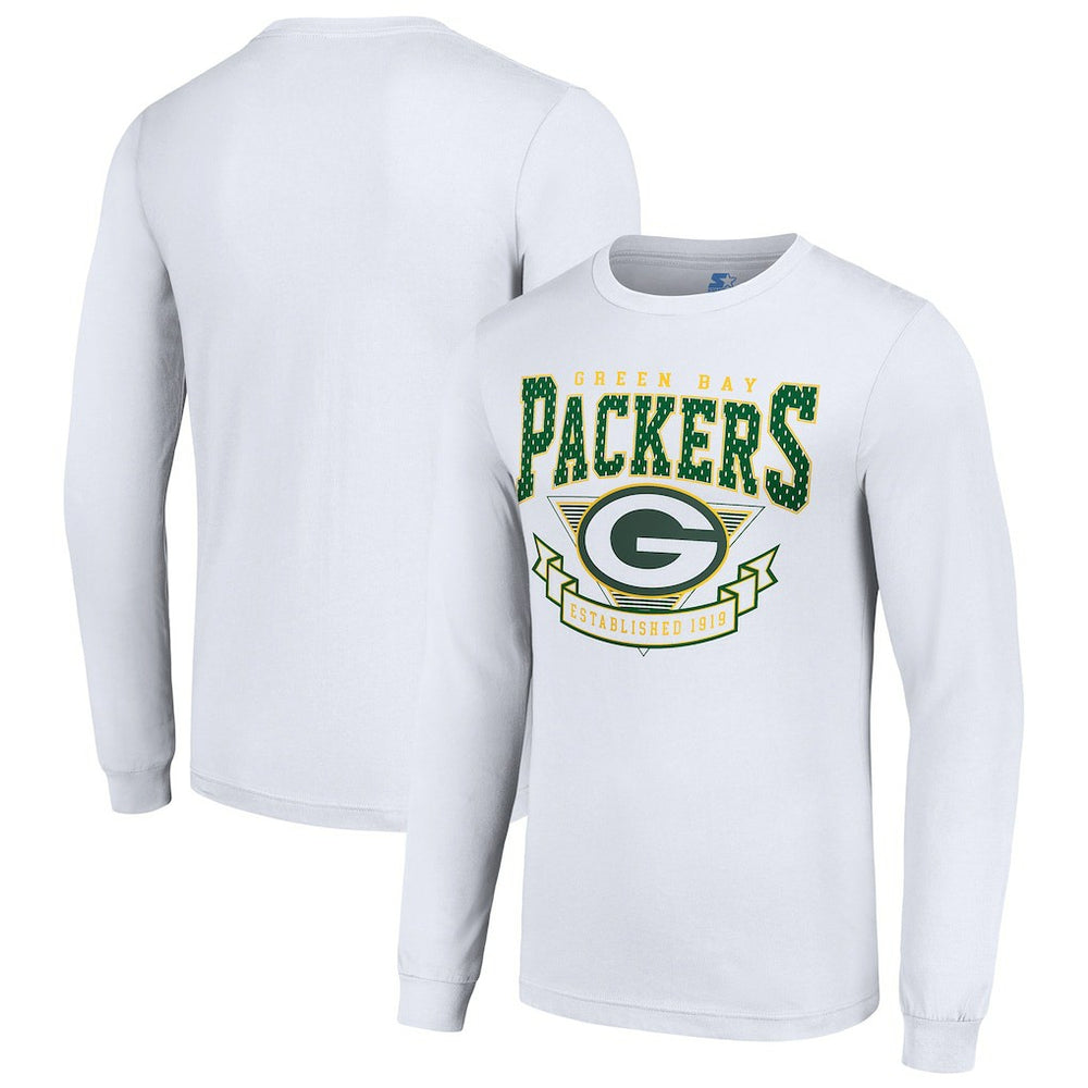Green Bay Packers Starter '80s Inspired Team Logo Long Sleeve T-Shirt - White - NFL