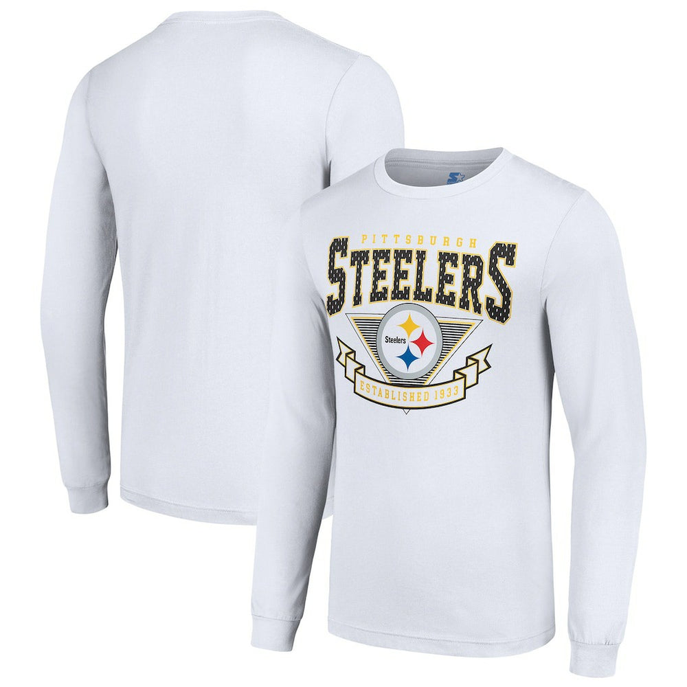 Pittsburgh Steelers Starter '80s Inspired Team Logo Long Sleeve T-Shirt - White - NFL