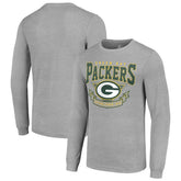 Green Bay Packers Starter '80s Inspired Team Logo Long Sleeve T-Shirt - Heather Gray - NFL