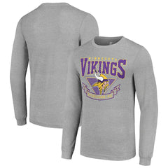 Minnesota Vikings Starter '80s Inspired Team Logo Long Sleeve T-Shirt - Heather Gray - NFL