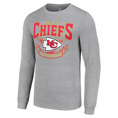 Kansas City Chiefs Starter '80s Inspired Team Logo Long Sleeve T-Shirt - Heather Gray - NFL