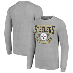 Pittsburgh Steelers Starter '80s Inspired Team Logo Long Sleeve T-Shirt - Heather Gray - NFL