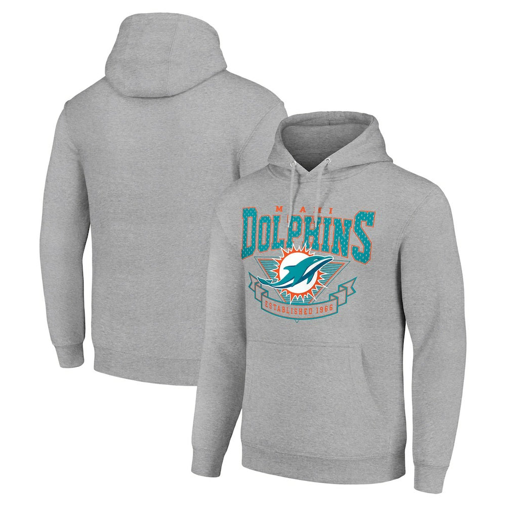 Miami Dolphins Starter ‘80s Inspired Pullover Hoodie - Heather Gray - NFL