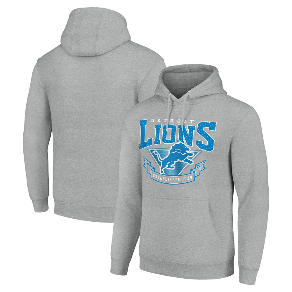 Detroit Lions Starter ‘80s Inspired Pullover Hoodie - Heather Gray - NFL