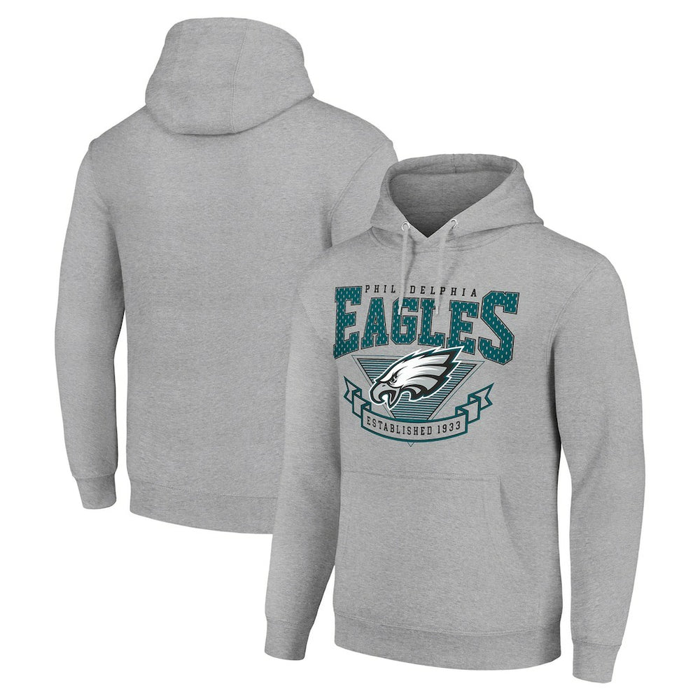 Philadelphia Eagles Starter ‘80s Inspired Pullover Hoodie - Heather Gray - NFL