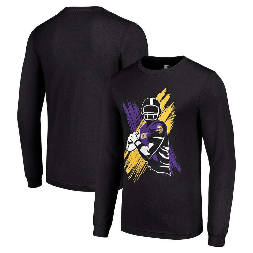 Minnesota Vikings Starter Player X Logo Graphic Long Sleeve T-Shirt - Black - NFL
