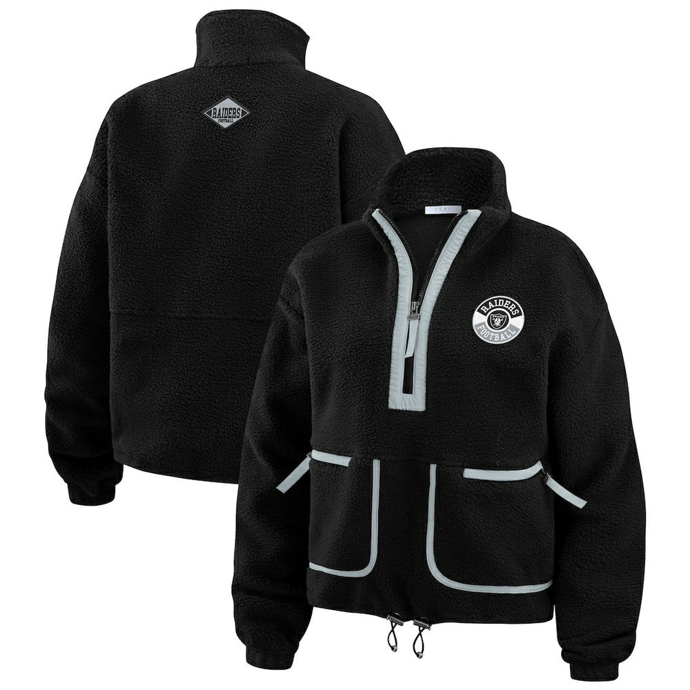 Las Vegas Raiders WEAR by Erin Andrews Women's Polar Fleece Half-Zip Jacket - Black - NFL