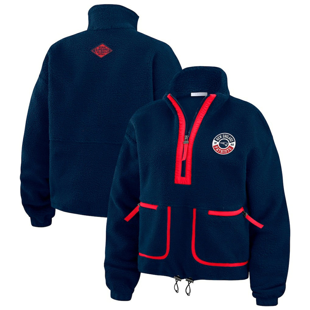 New England Patriots WEAR by Erin Andrews Women's Polar Fleece Half-Zip Jacket - Navy - NFL