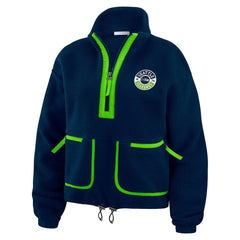 Seattle Seahawks WEAR by Erin Andrews Women's Polar Fleece Half-Zip Jacket - College Navy - NFL