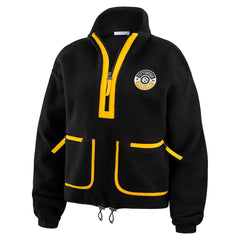 Pittsburgh Steelers WEAR by Erin Andrews Women's Polar Fleece Half-Zip Jacket - Black - NFL