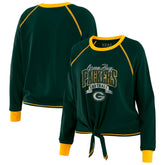 Green Bay Packers WEAR by Erin Andrews Women's Tie-Front Long Sleeve Top - Green/Gold - NFL
