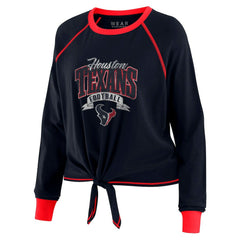 Houston Texans WEAR by Erin Andrews Women's Tie-Front Long Sleeve Top - Navy/Red - NFL