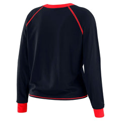 Houston Texans WEAR by Erin Andrews Women's Tie-Front Long Sleeve Top - Navy/Red - NFL