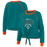 Miami Dolphins WEAR by Erin Andrews Women's Tie-Front Long Sleeve Top - Aqua/Orange - NFL