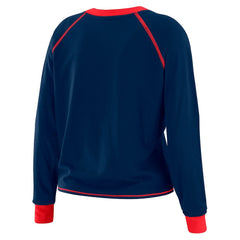 New York Giants WEAR by Erin Andrews Women's Tie-Front Long Sleeve Top - Navy/Red - NFL