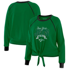 New York Jets WEAR by Erin Andrews Women's Tie-Front Long Sleeve Top - Green/Black - NFL