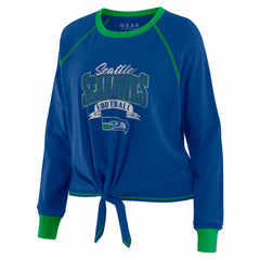 Seattle Seahawks WEAR by Erin Andrews Women's Tie-Front Long Sleeve Top - Royal/Green - NFL