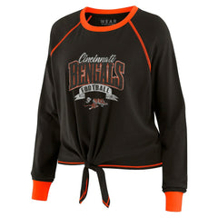 Cincinnati Bengals WEAR by Erin Andrews Women's Tie-Front Long Sleeve Top - Black/Orange - NFL