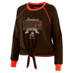 Cleveland Browns WEAR by Erin Andrews Women's Tie-Front Long Sleeve Top - Brown/Orange - NFL