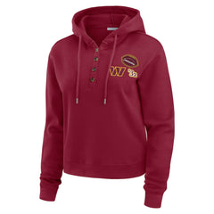 Washington Commanders WEAR by Erin Andrews Women's Waffle Hoodie Pullover Top - Burgundy - NFL