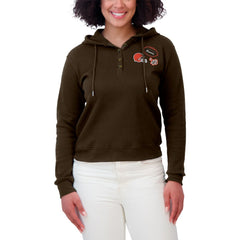 Cleveland Browns WEAR by Erin Andrews Women's Waffle Hoodie Pullover Top - Brown - NFL
