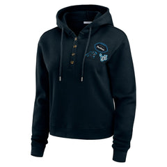 Carolina Panthers WEAR by Erin Andrews Women's Waffle Hoodie Pullover Top - Navy - NFL