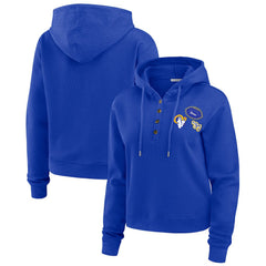 Los Angeles Rams WEAR by Erin Andrews Women's Waffle Hoodie Pullover Top - Royal - NFL