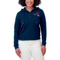 New England Patriots WEAR by Erin Andrews Women's Waffle Hoodie Pullover Top - Navy - NFL
