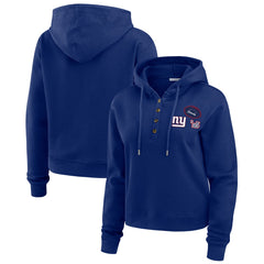 New York Giants WEAR by Erin Andrews Women's Waffle Hoodie Pullover Top - Royal - NFL