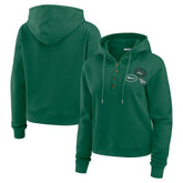 New York Jets WEAR by Erin Andrews Women's Waffle Hoodie Pullover Top - Green - NFL