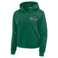 New York Jets WEAR by Erin Andrews Women's Waffle Hoodie Pullover Top - Green - NFL