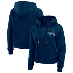 Tennessee Titans WEAR by Erin Andrews Women's Waffle Hoodie Pullover Top - Navy - NFL