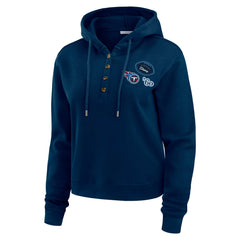 Tennessee Titans WEAR by Erin Andrews Women's Waffle Hoodie Pullover Top - Navy - NFL