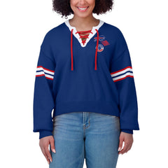 Buffalo Bills WEAR by Erin Andrews Women's Lace-Up Pullover Sweatshirt - Royal - NFL