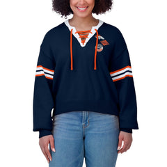 Denver Broncos WEAR by Erin Andrews Women's Lace-Up Pullover Sweatshirt - Navy - NFL