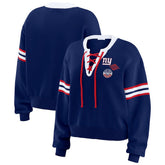 New York Giants WEAR by Erin Andrews Women's Lace-Up Pullover Sweatshirt - Royal - NFL