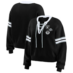 Las Vegas Raiders WEAR by Erin Andrews Women's Lace-Up Pullover Sweatshirt - Black - NFL
