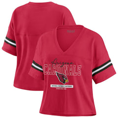 Arizona Cardinals WEAR by Erin Andrews Women's Color Block Boxy Modest Crop V-Neck T-Shirt - Cardinal - NFL